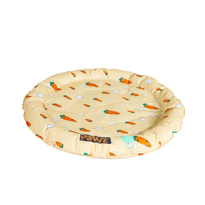Pawzee Cool Gel Waterproof Pet Bed Mat | Self Cooling Round Dog Bed | Carrot Medium
