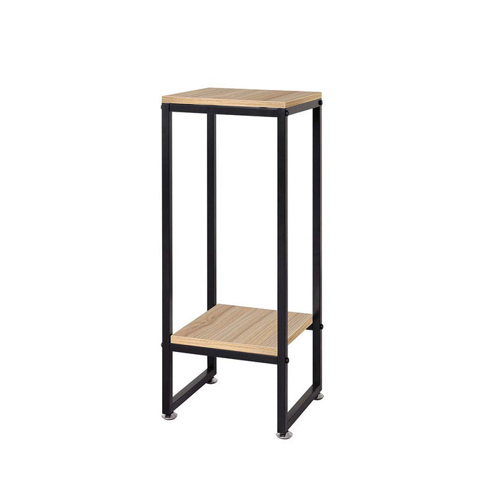 Natura 80cm 2 Tier Wooden Metal Plant Stand | Flower Pot Shelves and Stand in Burlywood