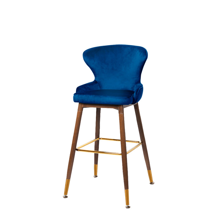 Set of Two Milano Bar Stools | Velvet Swivel Kitchen Barstools in Luxury Blue