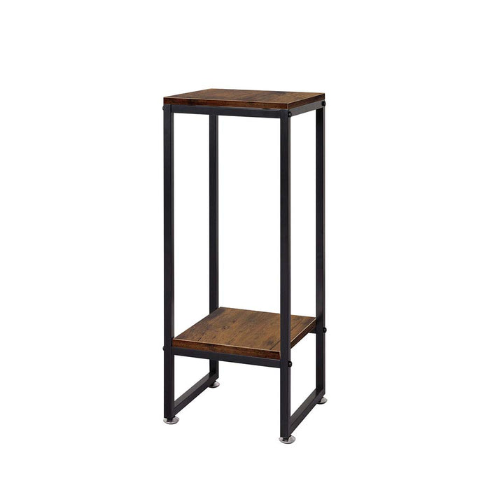Natura 80cm 2 Tier Wooden Metal Plant Stand | Flower Pot Shelves and Stand in Metal Oak