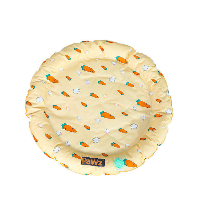 Pawzee Cool Gel Waterproof Pet Bed Mat | Self Cooling Round Dog Bed | Carrot Medium