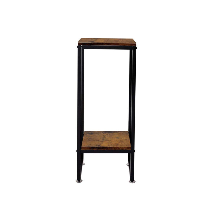 Natura 80cm 2 Tier Wooden Metal Plant Stand | Flower Pot Shelves and Stand in Metal Oak