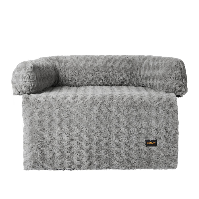 Pawzee Two in One Comfy Sofa and Cover Pet Bed | Cotton Filled Dog Bed - Grey Large