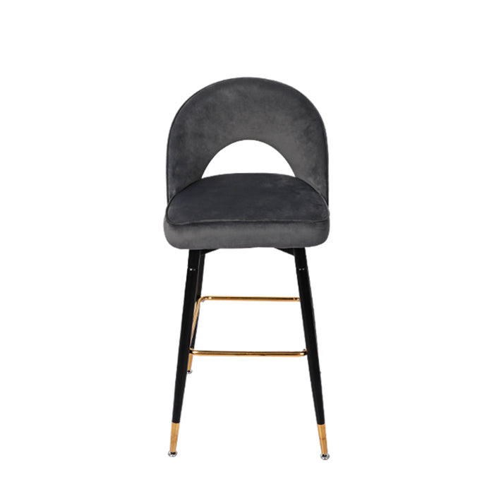 Set of Two Milano Bar Stools | Velvet Swivel Kitchen Barstools in Luxury Grey