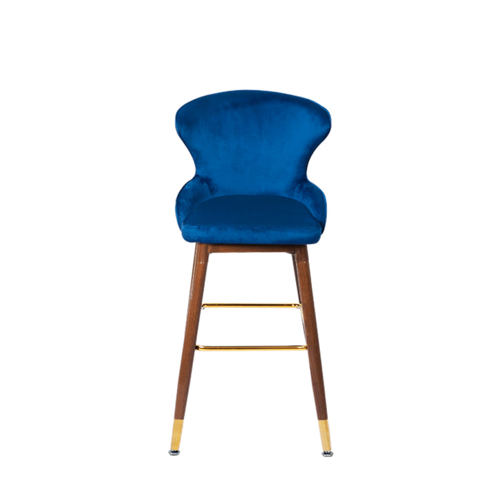 Set of Two Milano Bar Stools | Velvet Swivel Kitchen Barstools in Luxury Blue