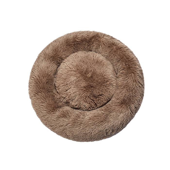 Pawzee Comfy Calming Pet Bed | Donut Nest Dog Bed in Brown XXXL