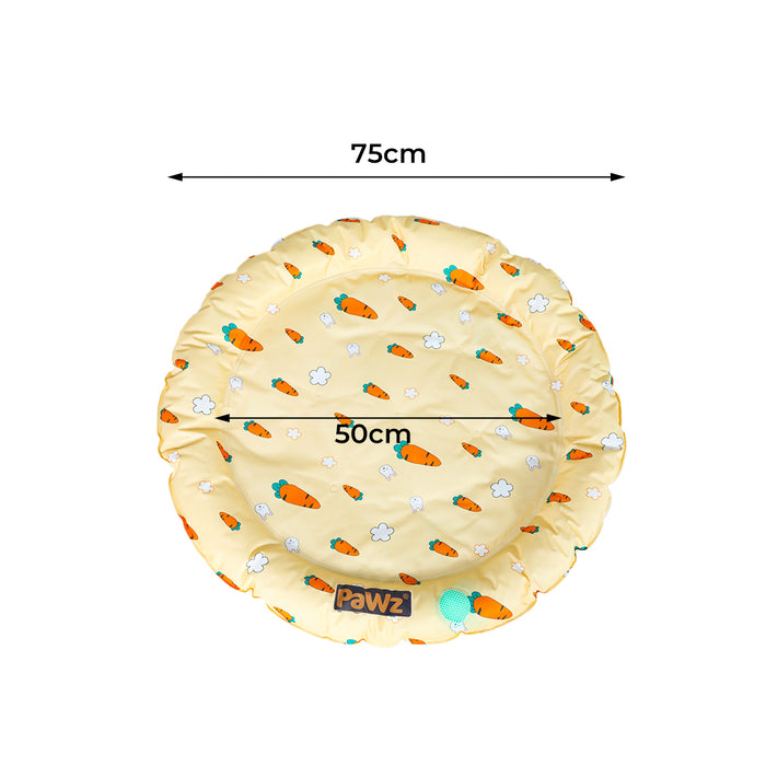 Pawzee Cool Gel Waterproof Pet Bed Mat | Self Cooling Round Dog Bed | Carrot Medium