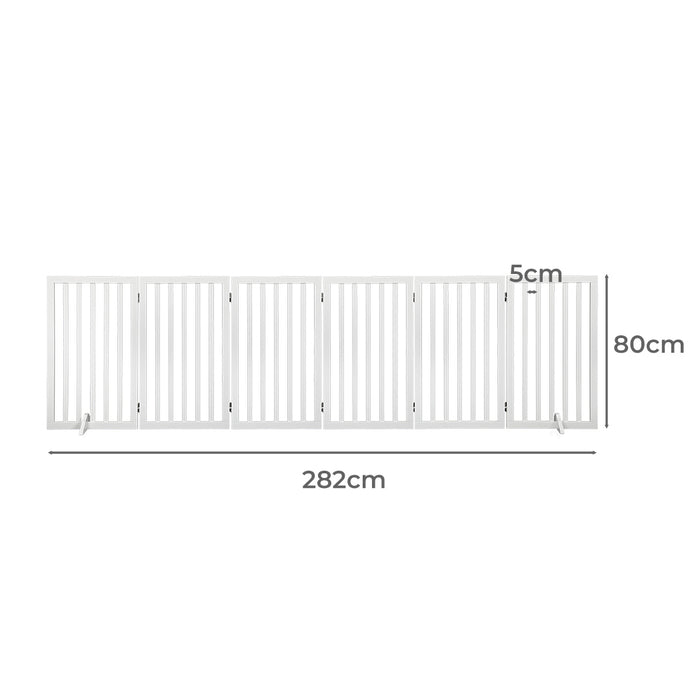 PaWz Wooden Pet Gate Dog Fence Safety Stair Barrier Security Door 6 Panel Large