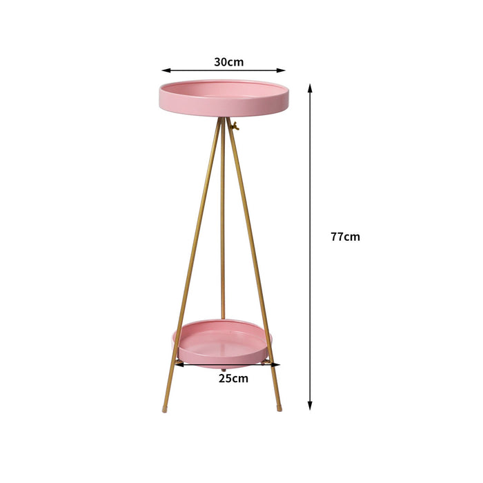 Natura Z 2 Tier 77cm Metal Plant Stand | Flower Pot Shelves and Stand in Pink