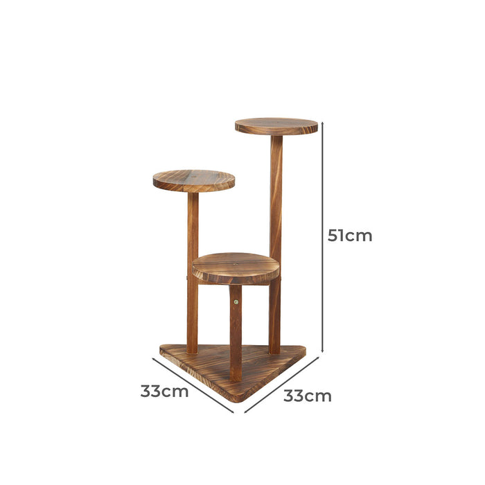 Natura 3-Tier Plant Stand | 51cm Wood Wooden Pine Shelf Flower Pots Rack Indoor Garden