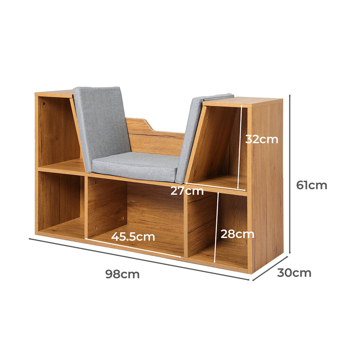 Funzee Kids Bookcase Toys Box Shelf Storage Cabinet | Kids Storage Seater Bench