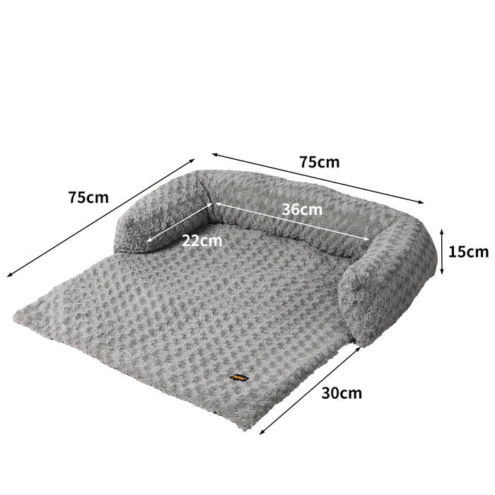 Pawzee Two in One Comfy Sofa and Cover Pet Bed | Cotton Filled Dog Bed - Grey Small