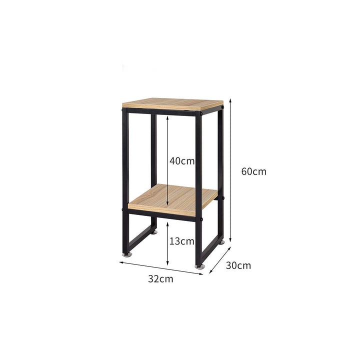 Natura 60cm 2 Tier Wooden Metal Plant Stand | Flower Pot Shelves and Stand in Burlywood