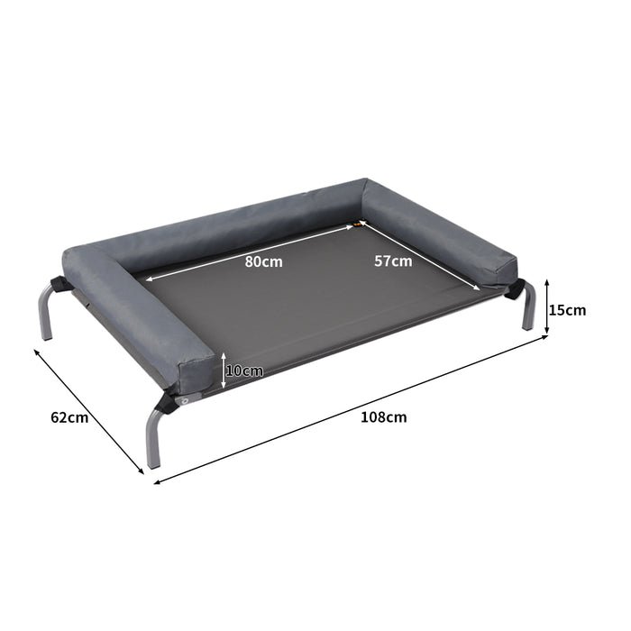 Pawzee Elevated Pet Bed | Dog Puppy Cat Raised Trampoline Hammock in Grey Large