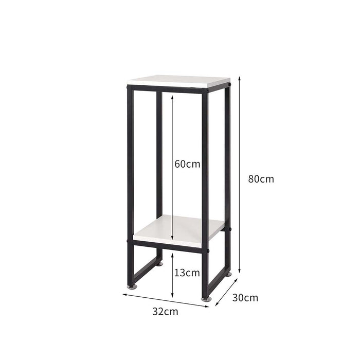 Natura 60cm 2 Tier Wooden Metal Plant Stand | Flower Pot Shelves and Stand in White