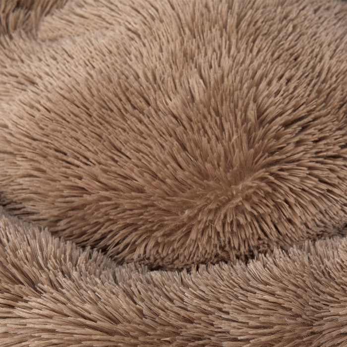 Pawzee Comfy Calming Pet Bed | Donut Nest Dog Bed in Brown XXXL