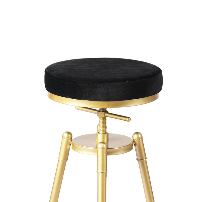 Set of Two Nautiq Bar Stools | Velvet Swivel Kitchen Barstools in Black Seat
