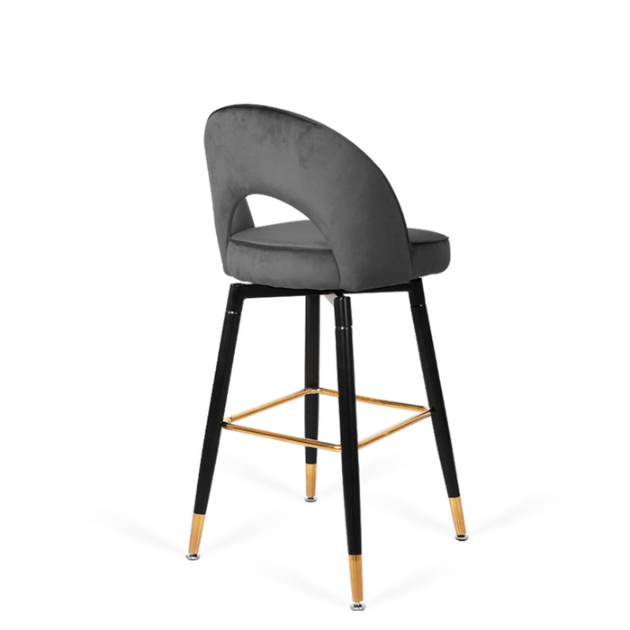 Set of Two Milano Bar Stools | Velvet Swivel Kitchen Barstools in Luxury Grey