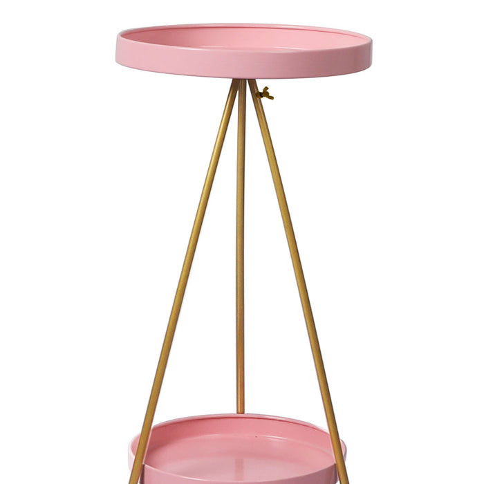 Natura Z 2 Tier 77cm Metal Plant Stand | Flower Pot Shelves and Stand in Pink