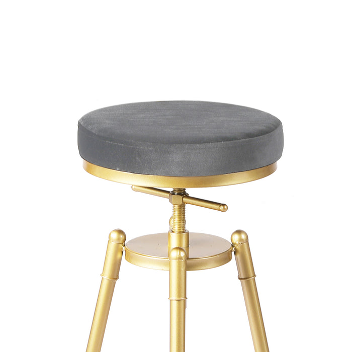 Set of Two Nautiq Bar Stools | Velvet Swivel Kitchen Barstools in Grey Seat