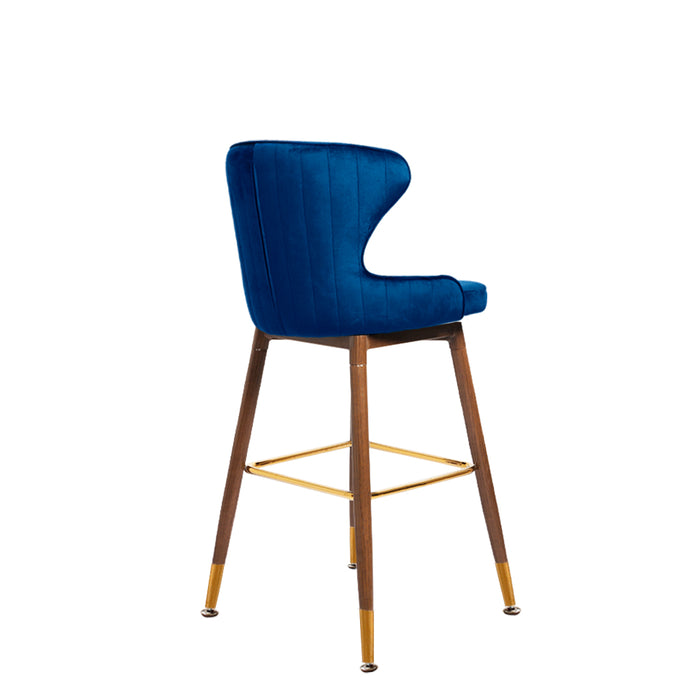 Set of Two Milano Bar Stools | Velvet Swivel Kitchen Barstools in Luxury Blue
