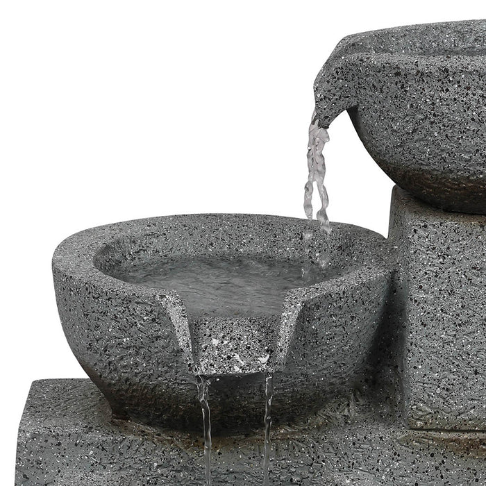 Deluxe 3 Tier Electric Water Fountain | Decorative Water Feature Electric Powered in Grey