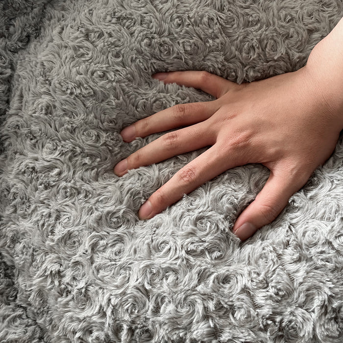 Pawzee Calming Dog Bed | Warm Soft Plush Sofa Pet Bed Cat Cave in Grey Medium