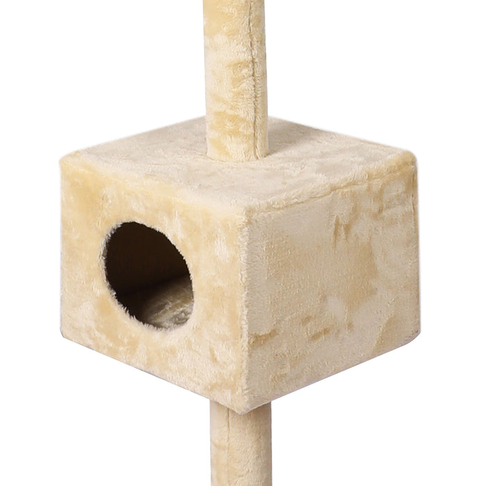 Giant Multi Tier Cat Scratching Tree Tower | Up to 288cm High Cat Scratcher Tower in Cream