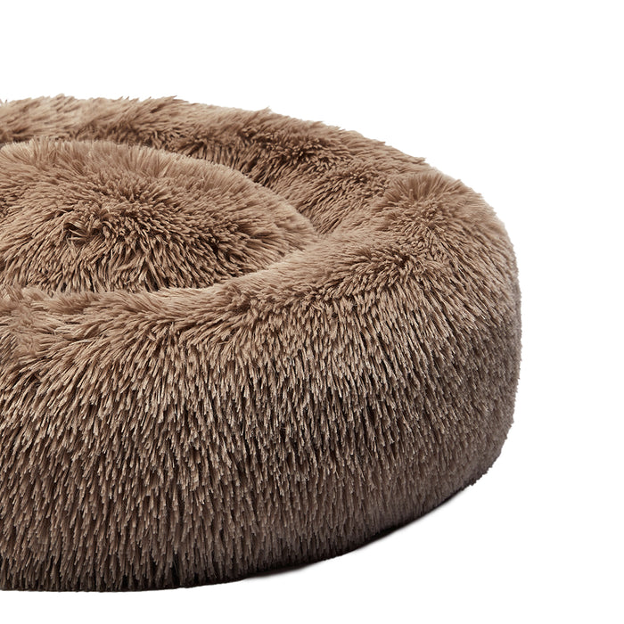Pawzee Comfy Calming Pet Bed | Donut Nest Dog Bed in Brown XXXL