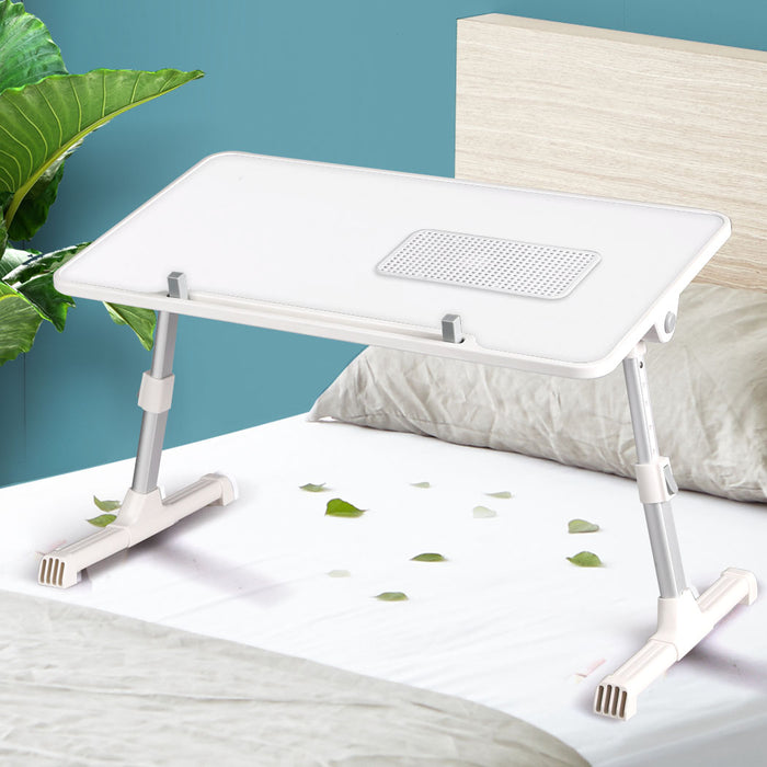 Techsta 50cm Laptop Desk | Portable Foldable Computer Stand Table in White