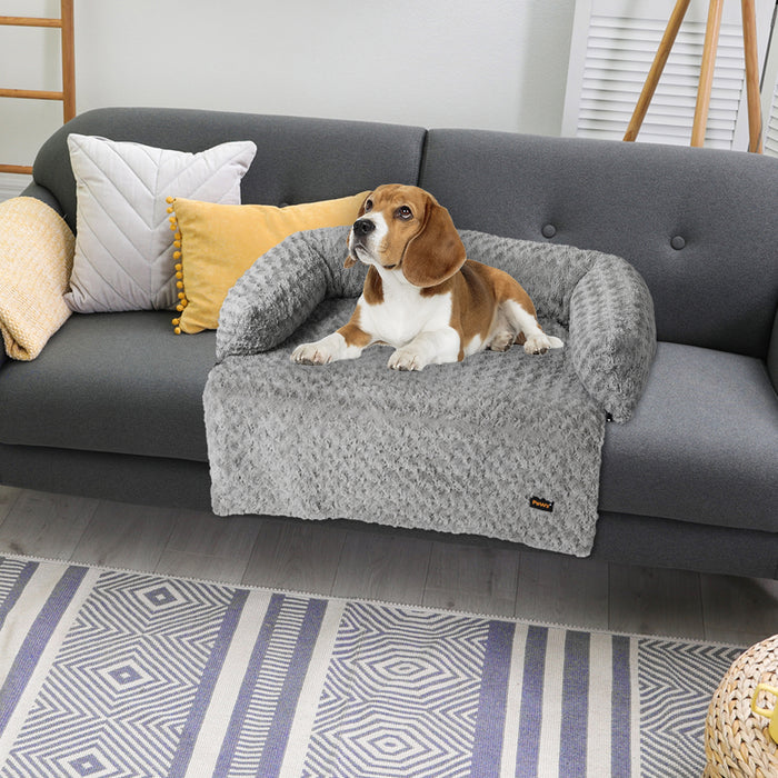 Pawzee Two in One Comfy Sofa and Cover Pet Bed | Cotton Filled Dog Bed - Grey Small