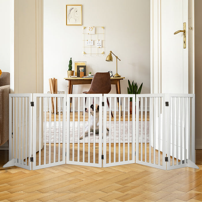 PaWz Wooden Pet Gate Dog Fence Safety Stair Barrier Security Door 6 Panel Large