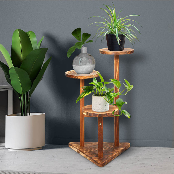 Natura 3-Tier Plant Stand | 51cm Wood Wooden Pine Shelf Flower Pots Rack Indoor Garden