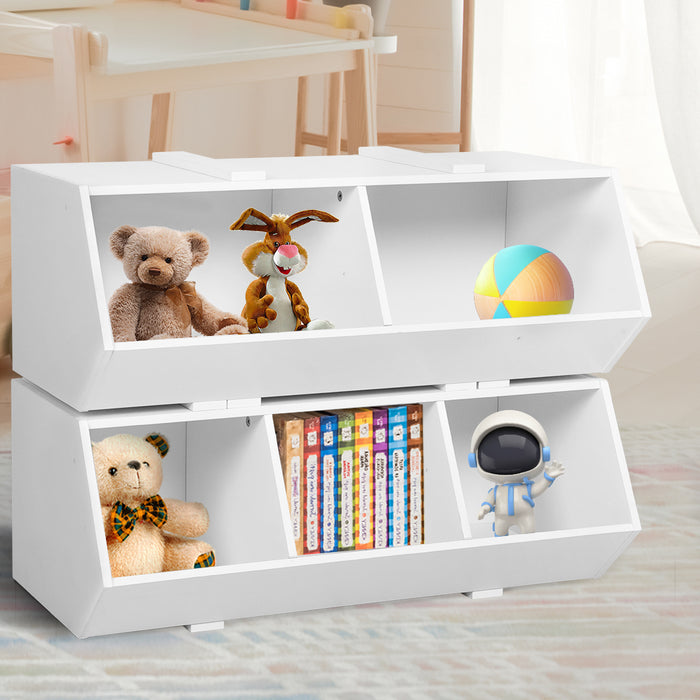Funzee Kids Toy Storage | White Kids Organiser Shelf for Storage