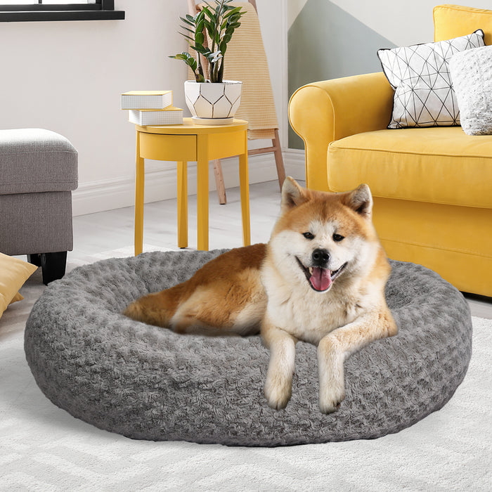 Pawzee Calming Dog Bed | Warm Soft Plush Sofa Pet Bed Cat Cave in Grey XXL
