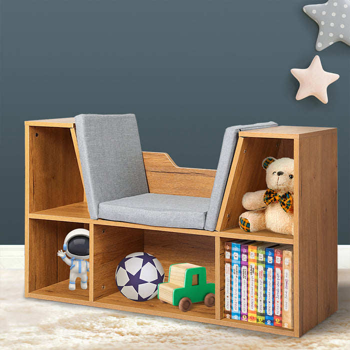 Funzee Kids Bookcase Toys Box Shelf Storage Cabinet | Kids Storage Seater Bench