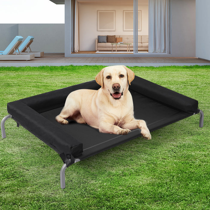 Pawzee Elevated Pet Bed | Dog Puppy Cat Raised Trampoline Hammock in Black Medium