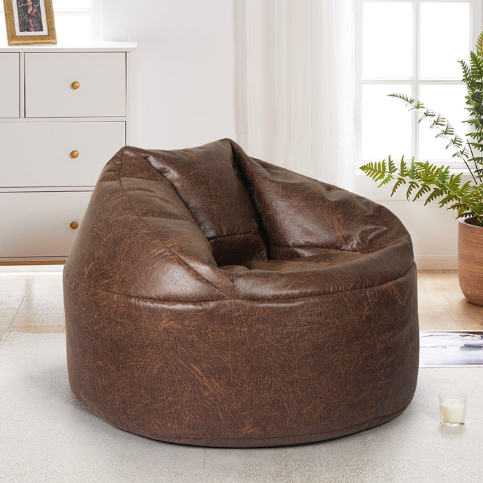 Ottoman Bean Bag Chair Cover PU Indoor Home Game Lounger Seat Lazy Sofa Large