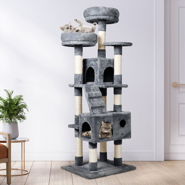Pawzee 140cm Giant Cat Tree Scratching Post Tower For Large Cats in Grey