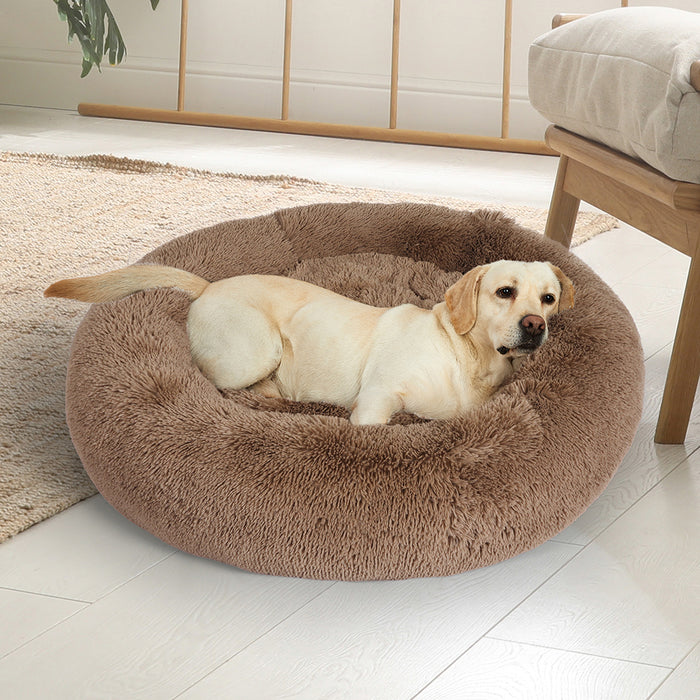 Pawzee Comfy Calming Pet Bed | Donut Nest Dog Bed in Brown XXXL
