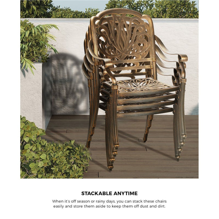Astano High Quality Vintage Cast Aluminium Outdoor Patio Set | Durable Heavy Metal Outdoor Table Chair Set | 2 Sizes - 2 Designs