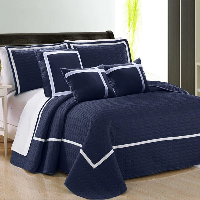 6pc Two-Tone Embossed Modern Comforter Set | Stylish Bed Set | 2 Sizes - 6 Colours