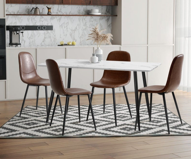 Set of 2 Murano PU Leather Soft Padded Dining Room Chairs | Slim PU Leather Modern Dining Chairs Set | 2 Colours