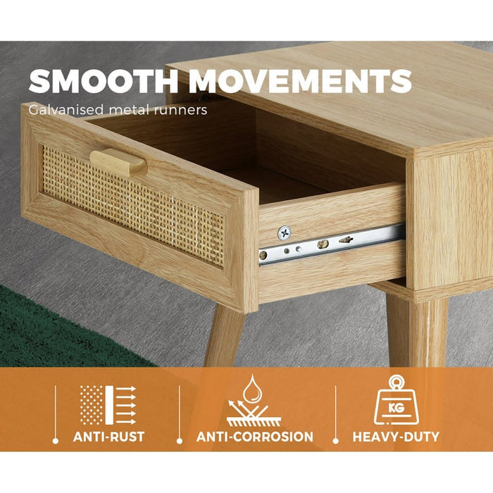 Centrum Rattan Modern Bedside Table | Versatile Drawer Nightstand Table