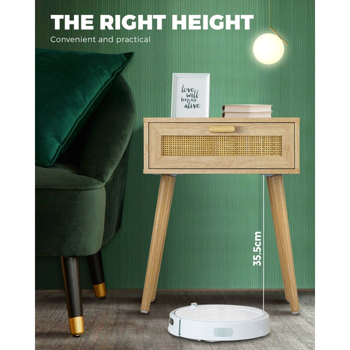 Centrum Rattan Modern Bedside Table | Versatile Drawer Nightstand Table