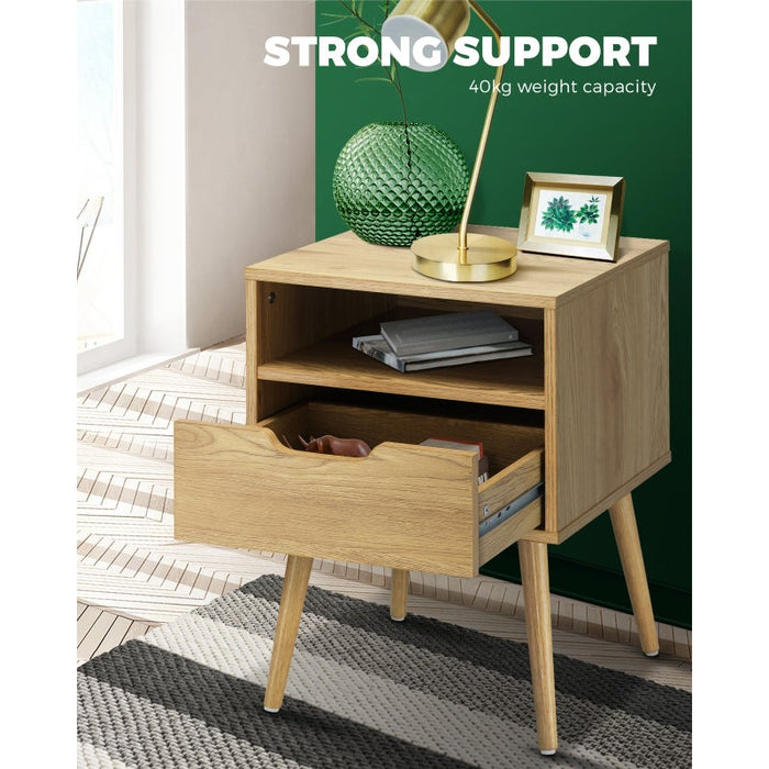 Scandi X Multi Storage Modern Bedside Table | Sleek Versatile Nightstand Table in 2 Colours