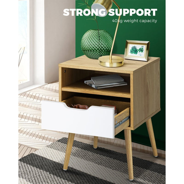 Scandi X Multi Storage Modern Bedside Table | Sleek Versatile Nightstand Table in 2 Colours