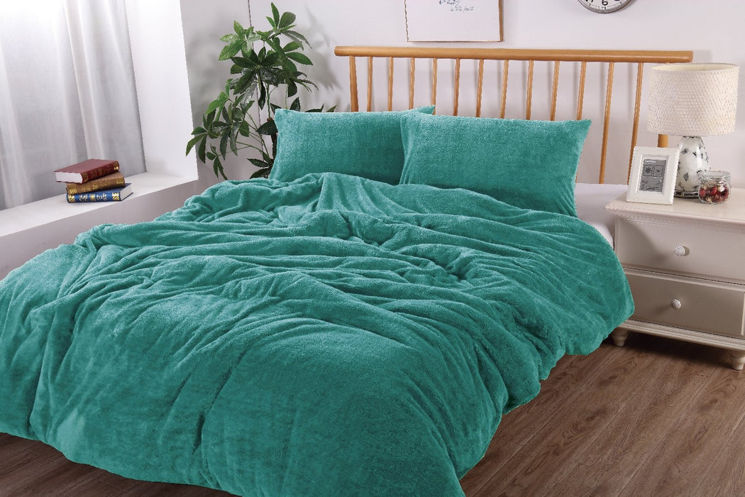 Fluffy Teddy Fleece Quilt Cover Set | Ultra Warm Bedding Cover Soft Fluffy | 4 Sizes- 6 Colours Quilt Cover Set Single / Teal Ontrendideas Bed and Bath