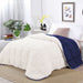 3pc Sherpa Fleece Comforter Set | Reversible 2 Side Warm Comforter | 3 Sizes - 4 Colours Quilts & Comforters Double / Reverse Side - Blue Depth Ontrendideas Bed and Bath
