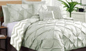 7 Piece Pinch Pleat Comforter Set | Pintuck Quilt Bedding Cover Set | Diamond Embroidery Pintuck Duvet Cover | 3 Sizes - 5 Colours Quilts & Comforters Double / Silver Ontrendideas Bed and Bath